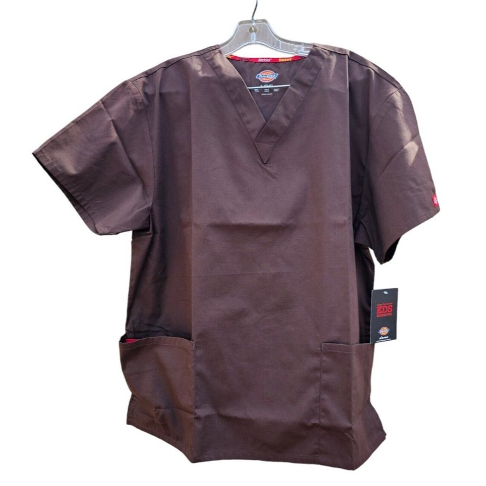 Dickies EDS Signature Missy Fit V-Neck Scrub Top L - 83706 CHOCOLATE BROWN